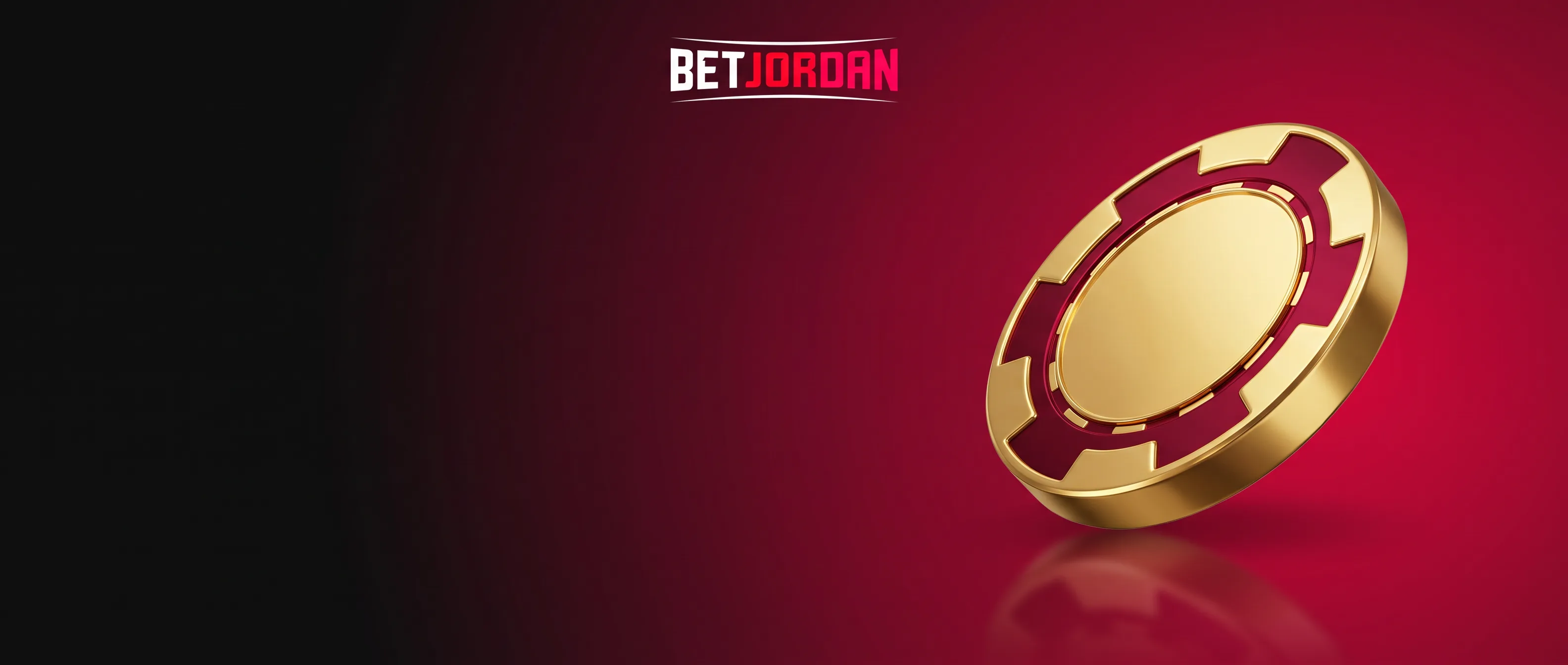 Goldene Casinofiche auf bordeauxrotem Hintergrund mit BetJordan Schriftzug
